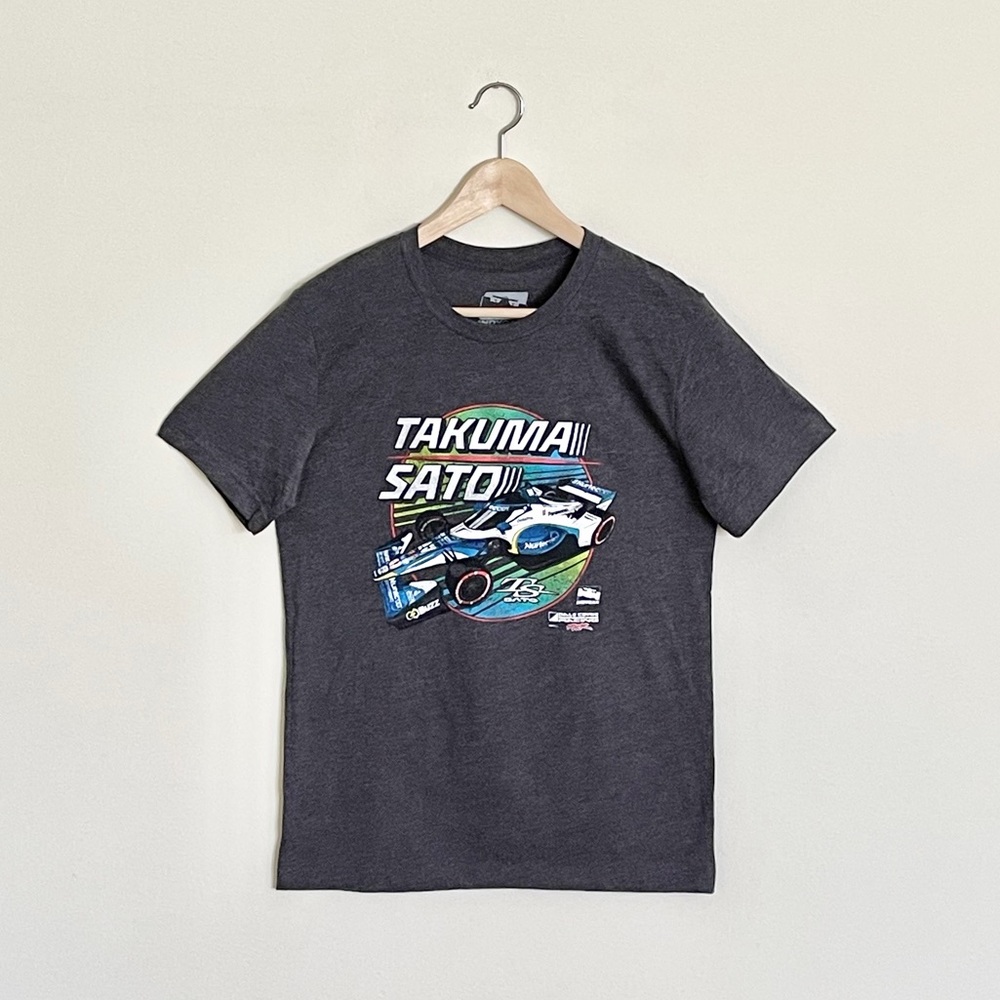 NEW IndyCar Takuma Sato Dale Coyne Racing Car Graphic Gray T Shirt Adult Medium